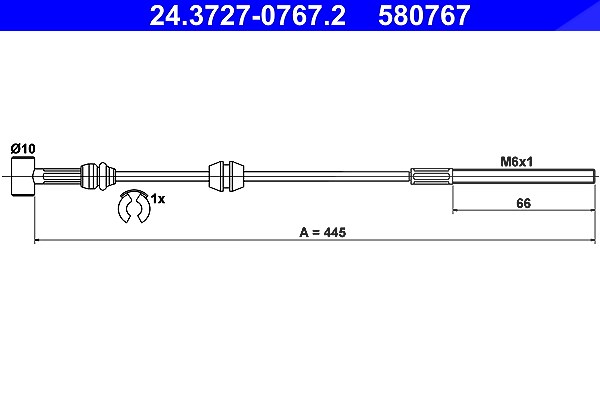 Ate Seilzug, Feststellbremse [Hersteller-Nr. 24.3727-0767.2] für Vauxhall, Opel