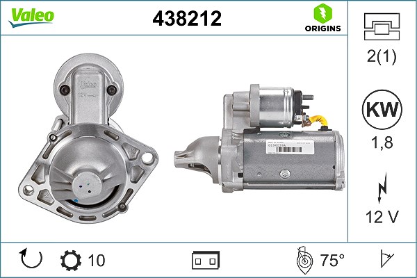 Valeo Starter 1,8 KW [Hersteller-Nr. 438212] für Vauxhall, Opel, Chevrolet