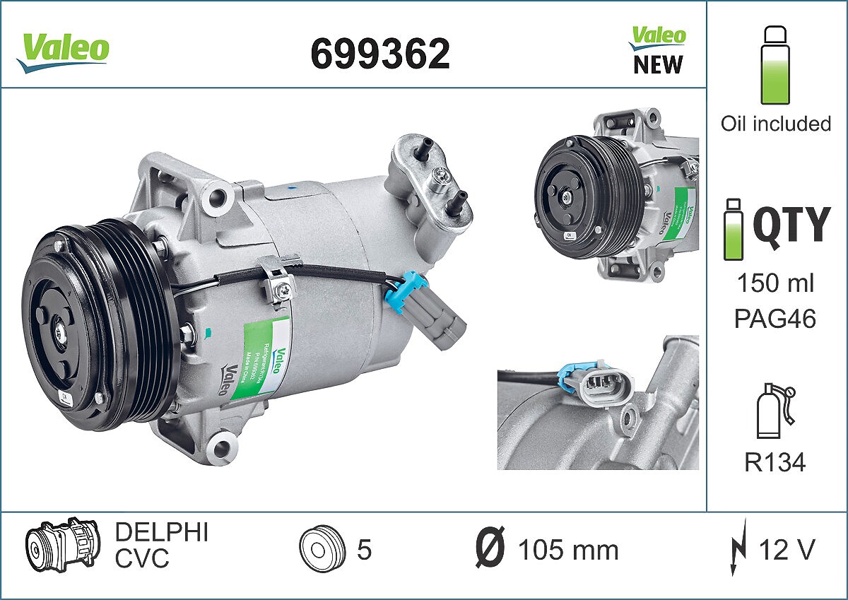 Valeo Kompressor, Klimaanlage [Hersteller-Nr. 699362] für Opel, Vauxhall