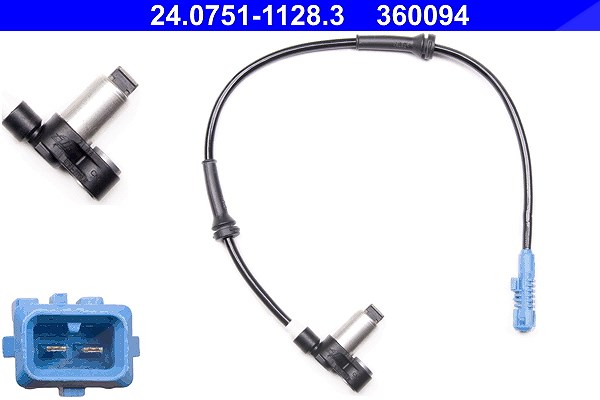 Ate Sensor, Raddrehzahl [Hersteller-Nr. 24.0751-1128.3] für Peugeot, Citroën