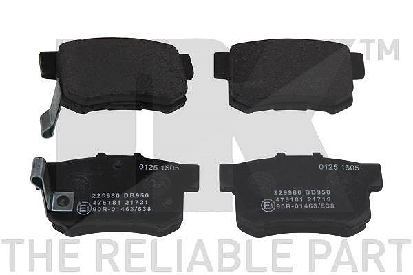 Nk Bremsbeläge hinten (Satz) [Hersteller-Nr. 229980] für Acura, Fiat, Mg, Rover, Honda, Suzuki