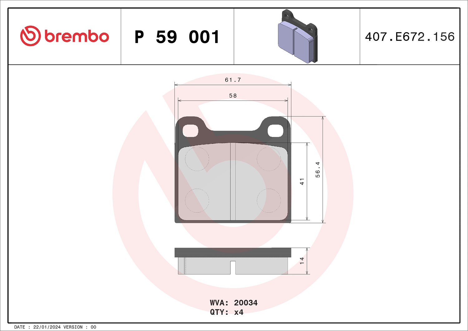 Brembo Bremsbelagsatz, Scheibenbremse [Hersteller-Nr. P59001] für Saab, Triumph, Alfa Romeo, Bedford, VW, Lamborghini, Mercedes-Benz, Porsche, Maserat