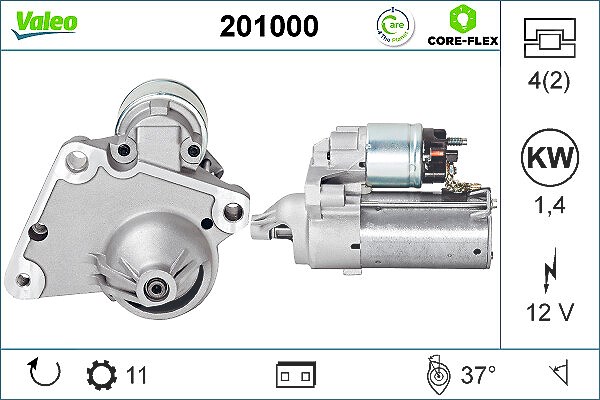 Valeo Starter [Hersteller-Nr. 201000] für Peugeot, Opel, Fiat, Citroën, Stanguellini, Toyota, Ds