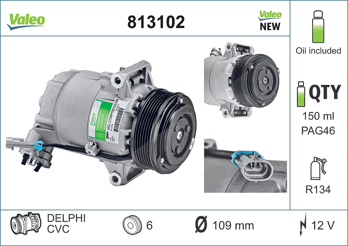 Valeo Kompressor, Klimaanlage [Hersteller-Nr. 813102] für Vauxhall, Opel