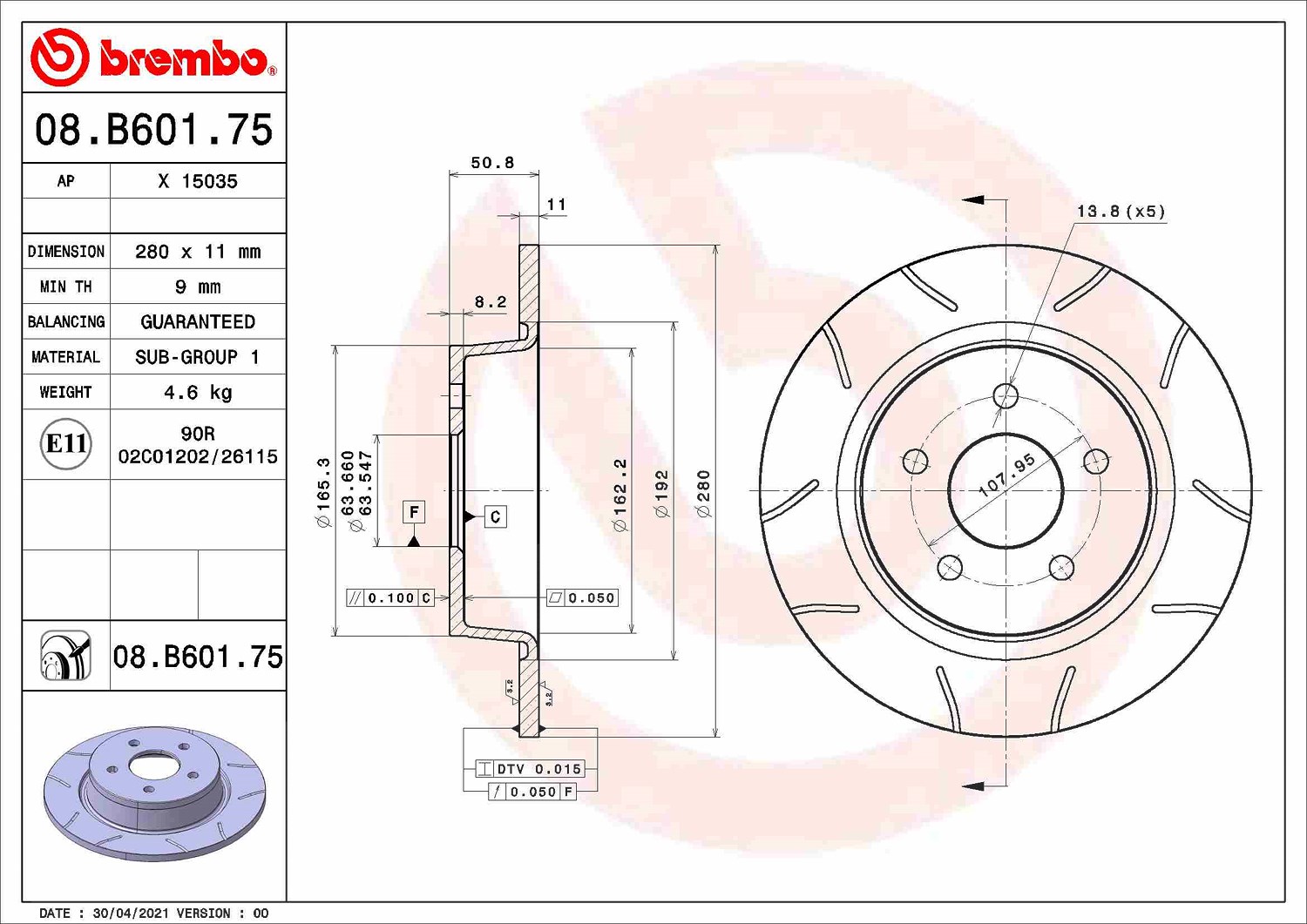 Bremsscheiben Scheibenbremse 2x hinten für Ford C-MAX II DXA Brembo 1683383 - Bild 6