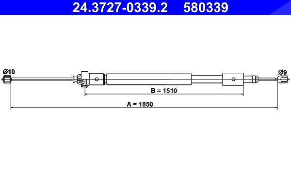 Ate Seilzug, Feststellbremse [Hersteller-Nr. 24.3727-0339.2] für Peugeot, Citroën
