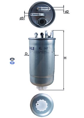 Mahle Kraftstofffilter [Hersteller-Nr. KL147D] für Fiat, Skoda, VW, Audi, Seat