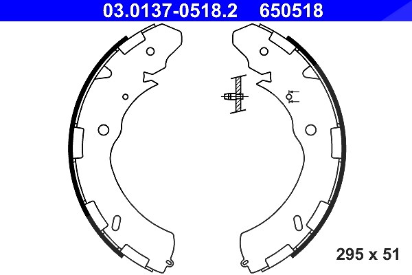 Ate Bremsbackensatz [Hersteller-Nr. 03.0137-0518.2] für Mitsubishi, Fiat