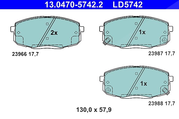 Ate CERAMIC Bremsbelagsatz vorne [Hersteller-Nr. 13.0470-5742.2] für Kia, Hyundai