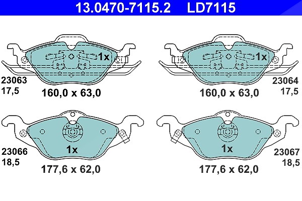 Ate CERAMIC Bremsbelagsatz vorne [Hersteller-Nr. 13.0470-7115.2] für Opel, Vauxhall