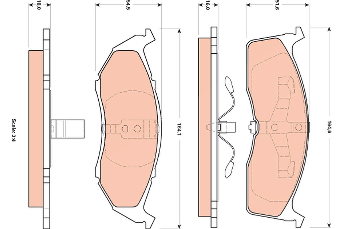 Trw Bremsbelagsatz, Scheibenbremse [Hersteller-Nr. GDB4091] für Chrysler, Dodge