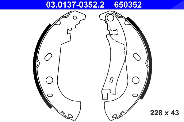 Ate Bremsbackensatz [Hersteller-Nr. 03.0137-0352.2] für Fiat