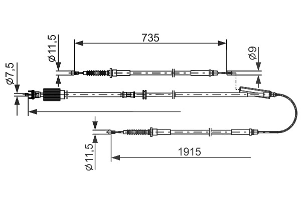 Bosch Seilzug, Feststellbremse [Hersteller-Nr. 1987482801] für Vauxhall, Opel
