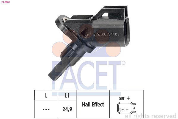 Facet Sensor, Raddrehzahl [Hersteller-Nr. 21.0001] für Volvo, Aston Martin, Ford, Jaguar, Mazda