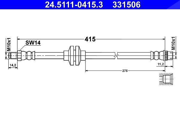 Ate Bremsschlauch [Hersteller-Nr. 24.5111-0415.3] für Renault, Dacia