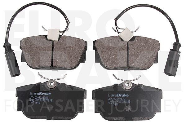 Eurobrake Bremsbelagsatz Hinterachse + Verschleißwarnkontakt [Hersteller-Nr. 5502224753] für Ford, VW, Seat