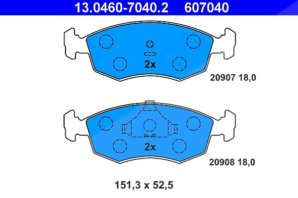 Ate Bremsbelagsatz, Scheibenbremse [Hersteller-Nr. 13.0460-7040.2] für Ford