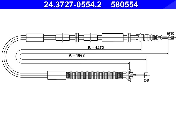 Ate Seilzug, Feststellbremse [Hersteller-Nr. 24.3727-0554.2] für Fiat
