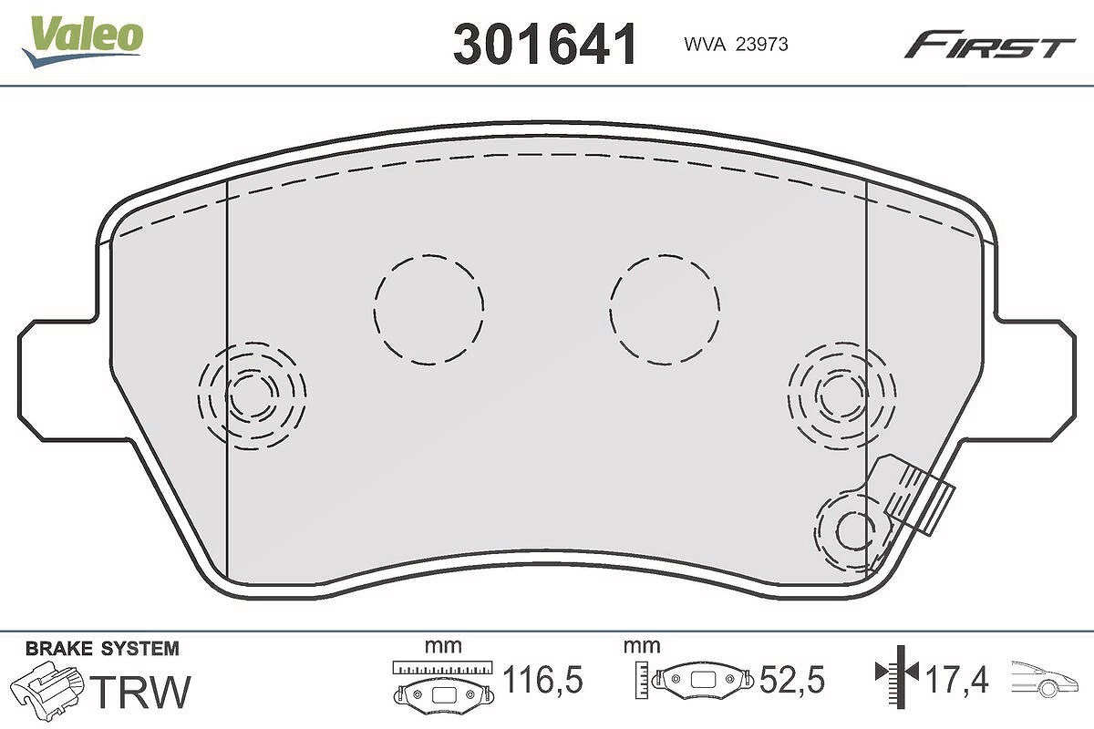 Valeo Bremsbeläge vorne (Satz) [Hersteller-Nr. 301641] für Lada, Dacia, Mercedes-Benz, Nissan, Renault