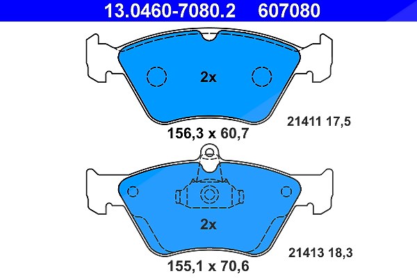 Ate Bremsbelagsatz, Scheibenbremse [Hersteller-Nr. 13.0460-7080.2] für Vauxhall, Saab, Opel