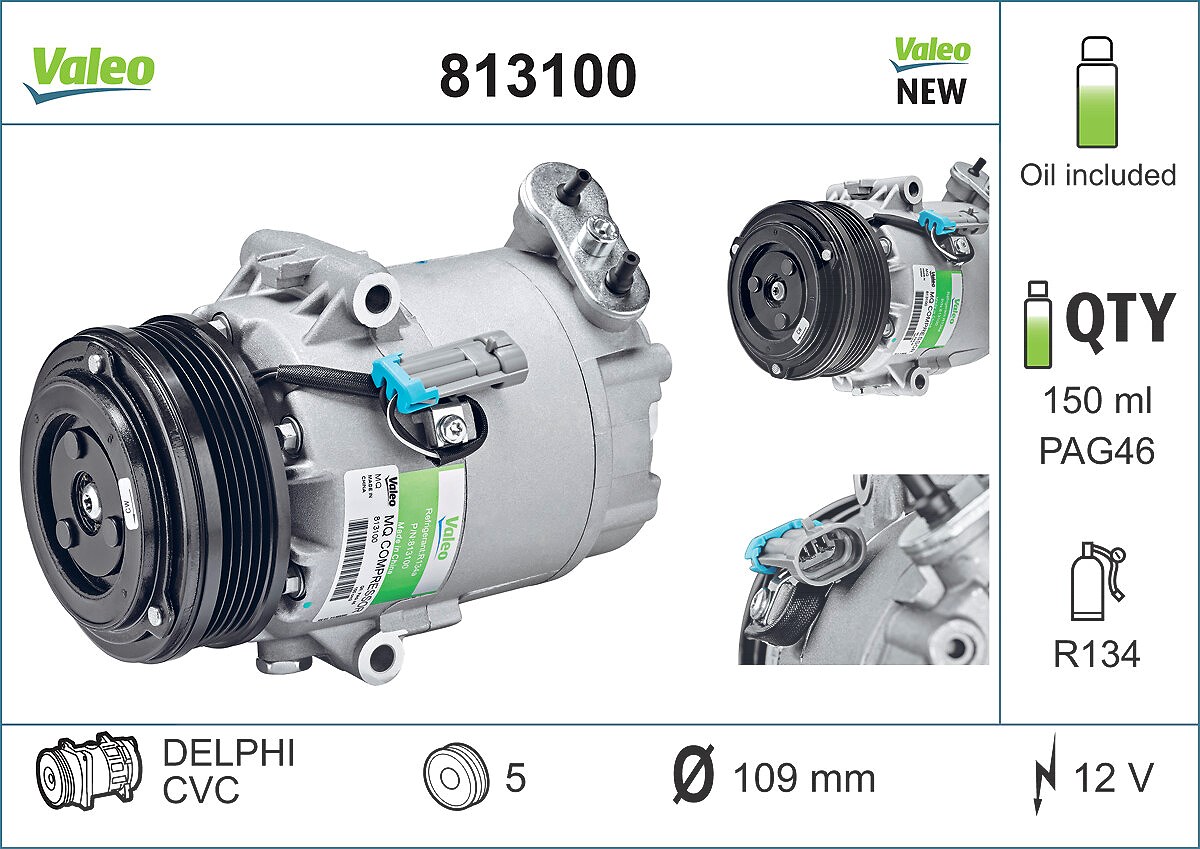 Valeo Kompressor, Klimaanlage [Hersteller-Nr. 813100] für Vauxhall, Opel