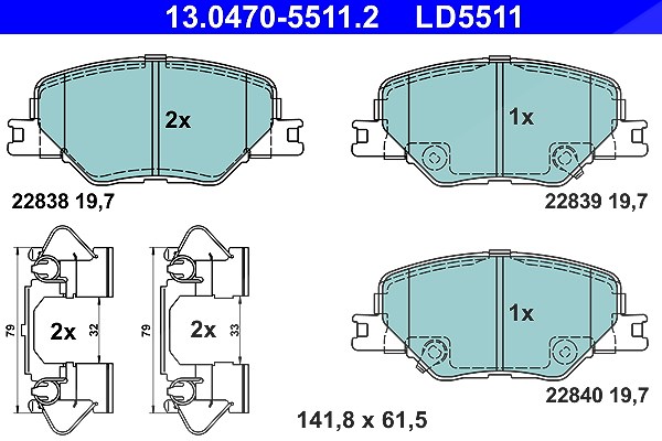 Ate CERAMIC Bremsbelagsatz vorne [Hersteller-Nr. 13.0470-5511.2] für Vauxhall, Opel