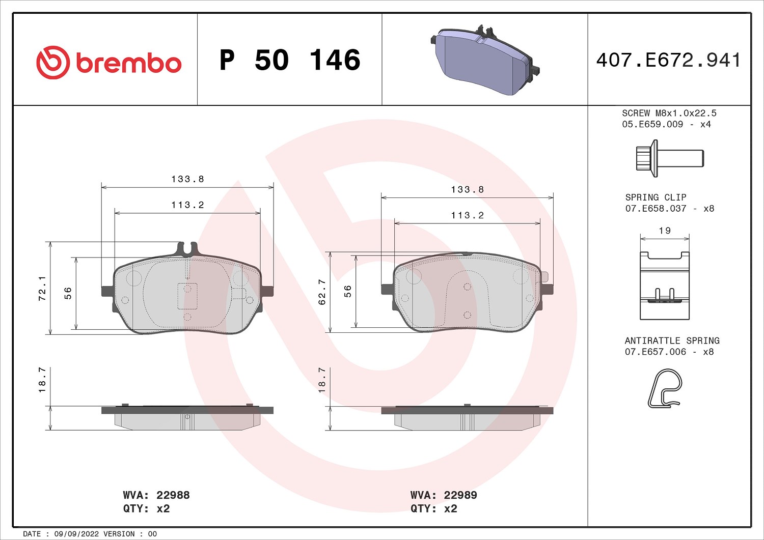 Brembo Bremsbeläge P50146 | Kompatibel mit: MERCEDES-BENZ A-CLASS, A-CLASS Stufenheck, B-CLASS Sports Tourer, CLA, CLA Shooting Brake, GLA - Bild 11
