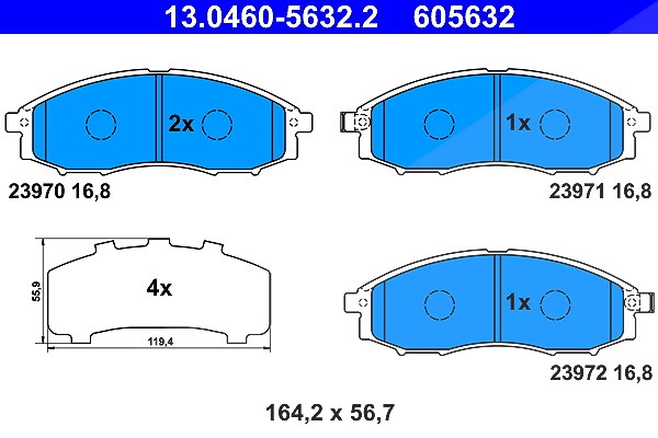 Ate Bremsbelagsatz, Scheibenbremse [Hersteller-Nr. 13.0460-5632.2] für Nissan