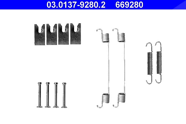 Ate Zubehörsatz, Bremsbacken [Hersteller-Nr. 03.0137-9280.2] für Renault, Daihatsu, Nissan, Toyota