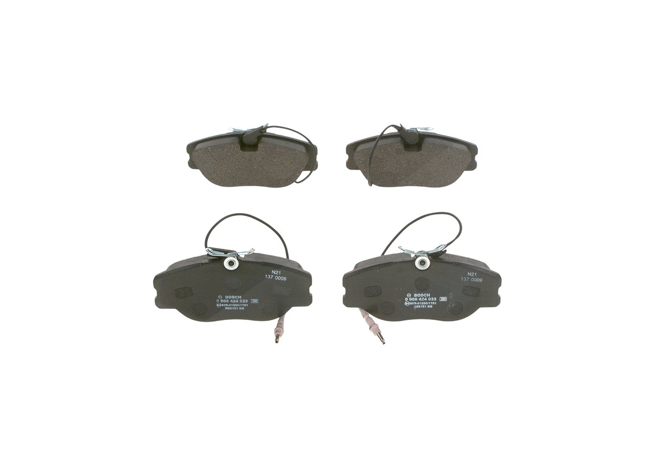 Bosch Bremsbelagsatz, Scheibenbremse [Hersteller-Nr. 0986424033] für Peugeot, Fiat, Citroën, Lancia