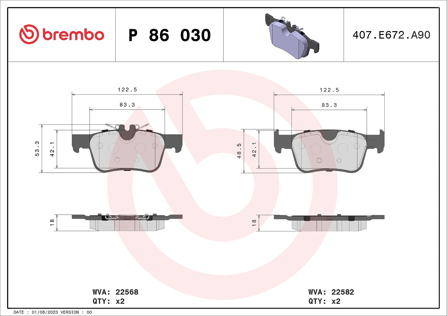 Brembo P86030 Bremsbelagsatz für Scheibenbremse Bremsbelagsatz für Volvo - Bild 9