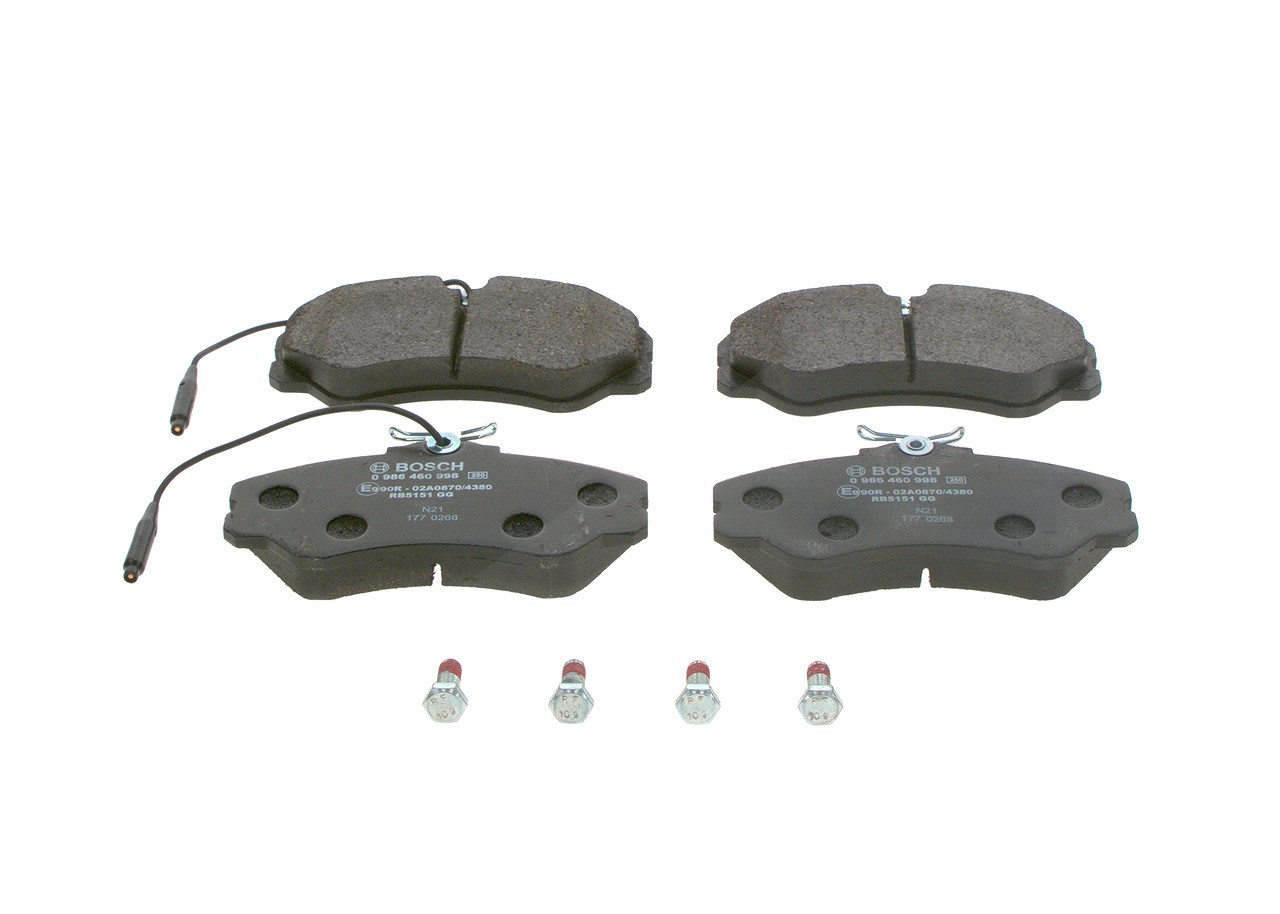 Bosch Bremsbelagsatz, Scheibenbremse [Hersteller-Nr. 0986460998] für Citroën, Peugeot, Fiat, Talbot