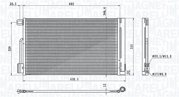 Magneti Marelli Kondensator, Klimaanlage [Hersteller-Nr. 350203611000] für Fiat, Abarth, Opel, Alfa Romeo, Peugeot, Citroën, Vauxhall