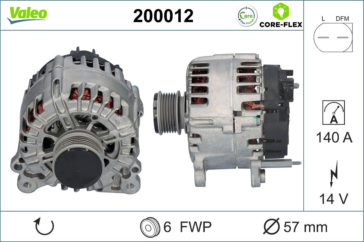 Valeo Generator [Hersteller-Nr. 200012] für Ford, Jeep, VW, Dodge, Chrysler, Seat, Skoda, Audi