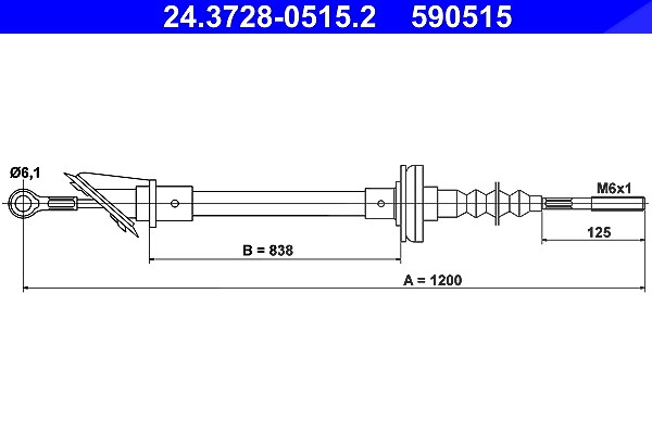 Ate Seilzug, Kupplungsbetätigung [Hersteller-Nr. 24.3728-0515.2] für Citroën, Fiat, Peugeot