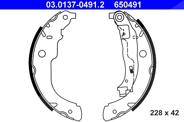 Ate Bremsbackensatz [Hersteller-Nr. 03.0137-0491.2] für Citroën, Ds, Peugeot