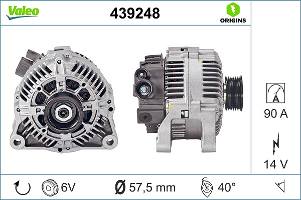 Valeo Generator [Hersteller-Nr. 439248] für Peugeot, Fiat, Citroën, Lancia