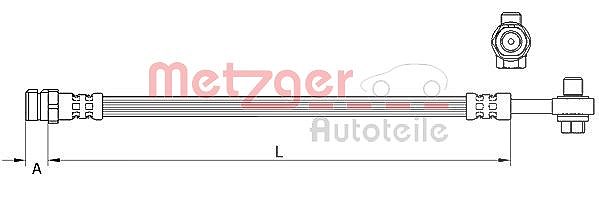 Metzger Autoteile Bremsschlauch mit Hohlschraube hinten [Hersteller-Nr. 4111477] für Skoda, Audi, VW, Seat, Cupra