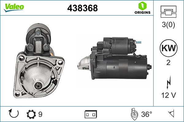 Valeo Starter [Hersteller-Nr. 438368] für Cadillac, Iveco, Chevrolet, Fiat, Opel, Vauxhall, Lancia, Alfa Romeo, Chrysler, Saab