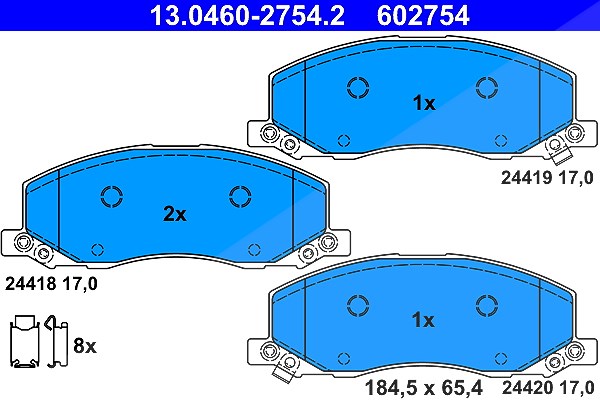 Ate Bremsbeläge vorne (Satz) [Hersteller-Nr. 13.0460-2754.2] für Opel, Saab, Vauxhall