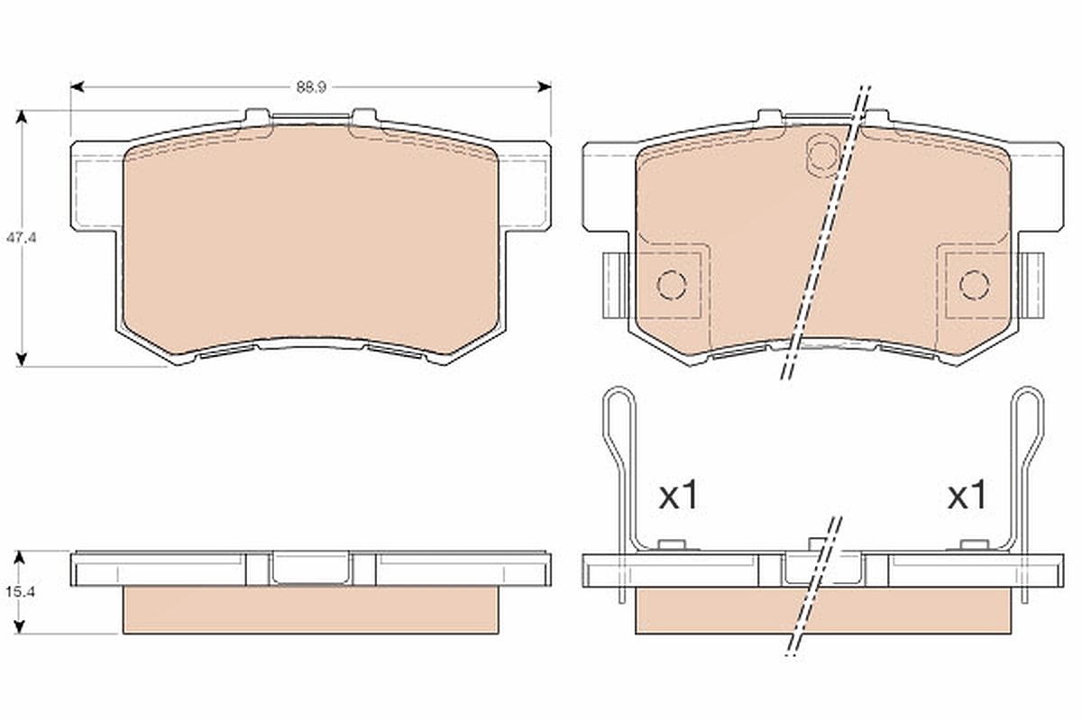 Trw Bremsbelagsatz Hinterachse [Hersteller-Nr. GDB3175] für Honda, Mg, Acura, Rover