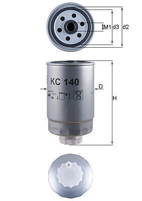 Mahle Kraftstofffilter [Hersteller-Nr. KC140] für Fiat, Chrysler, Lancia, Dodge, Alfa Romeo, Volvo, Citroën, Peugeot, Kia