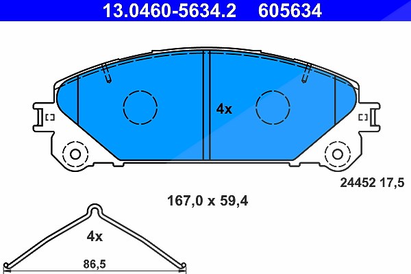 Ate Bremsbelagsatz, Scheibenbremse [Hersteller-Nr. 13.0460-5634.2] für Lexus, Toyota