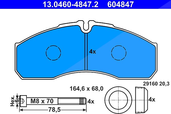 Ate Bremsbeläge vorne (Satz) [Hersteller-Nr. 13.0460-4847.2] für Iveco, Renault