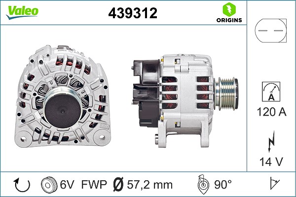 Valeo Generator [Hersteller-Nr. 439312] für Skoda, Audi, Ford, VW, Seat