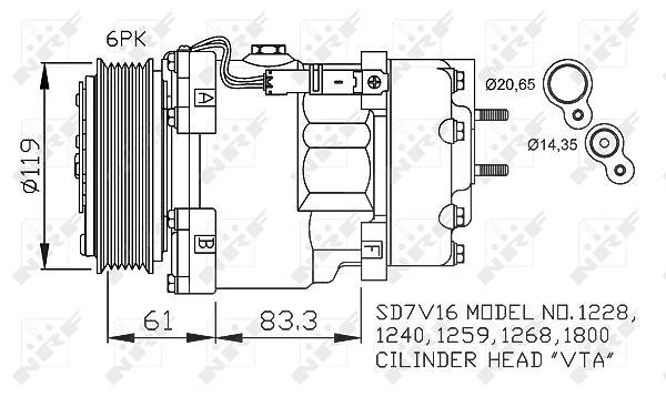 Nrf Kompressor, Klimaanlage [Hersteller-Nr. 32198] für Fiat, Citroën, Lancia, Peugeot