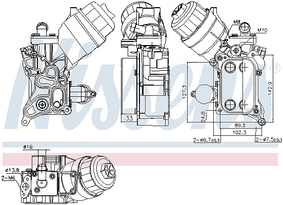 Nissens Ölkühler, Motoröl [Hersteller-Nr. 91355] für Vauxhall, Alfa Romeo, Fiat, Chevrolet, Lancia, Opel