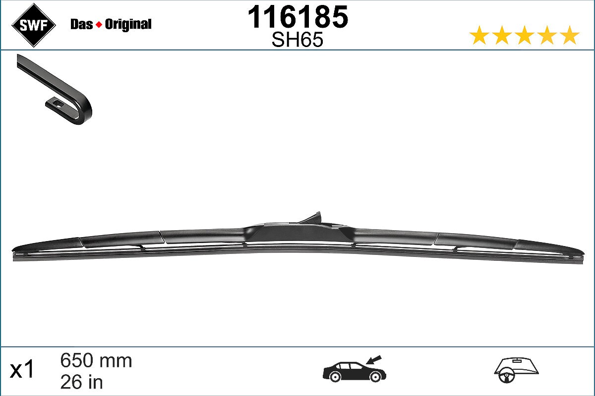 Swf Wischblatt [Hersteller-Nr. 116185] für Hyundai, Toyota, Suzuki, Honda, Land Rover, Lexus, Renault, Jeep, Nissan, Mazda, Kia, Mitsubishi, Subaru