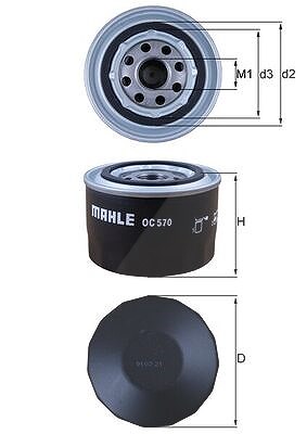 Mahle Ölfilter [Hersteller-Nr. OC570] für Iveco, Uaz, Fiat