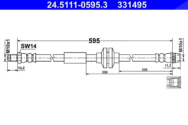 Ate Bremsschlauch [Hersteller-Nr. 24.5111-0595.3] für Opel, Renault, Vauxhall
